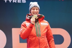 SAALBACH, AUSTRIA, 07.FEB.25 - ALPINE SKIING - SUPER G, HERREN, MEDAL PLAZA, SIEGEREHRUNG. - FIS ALPINE WORLD SKI CHAMPIONSHIPS SAALBACH 2025
IMAGE  SHOWS : Marco Odermatt (SUI),
PHOTO: SMP/WINTER